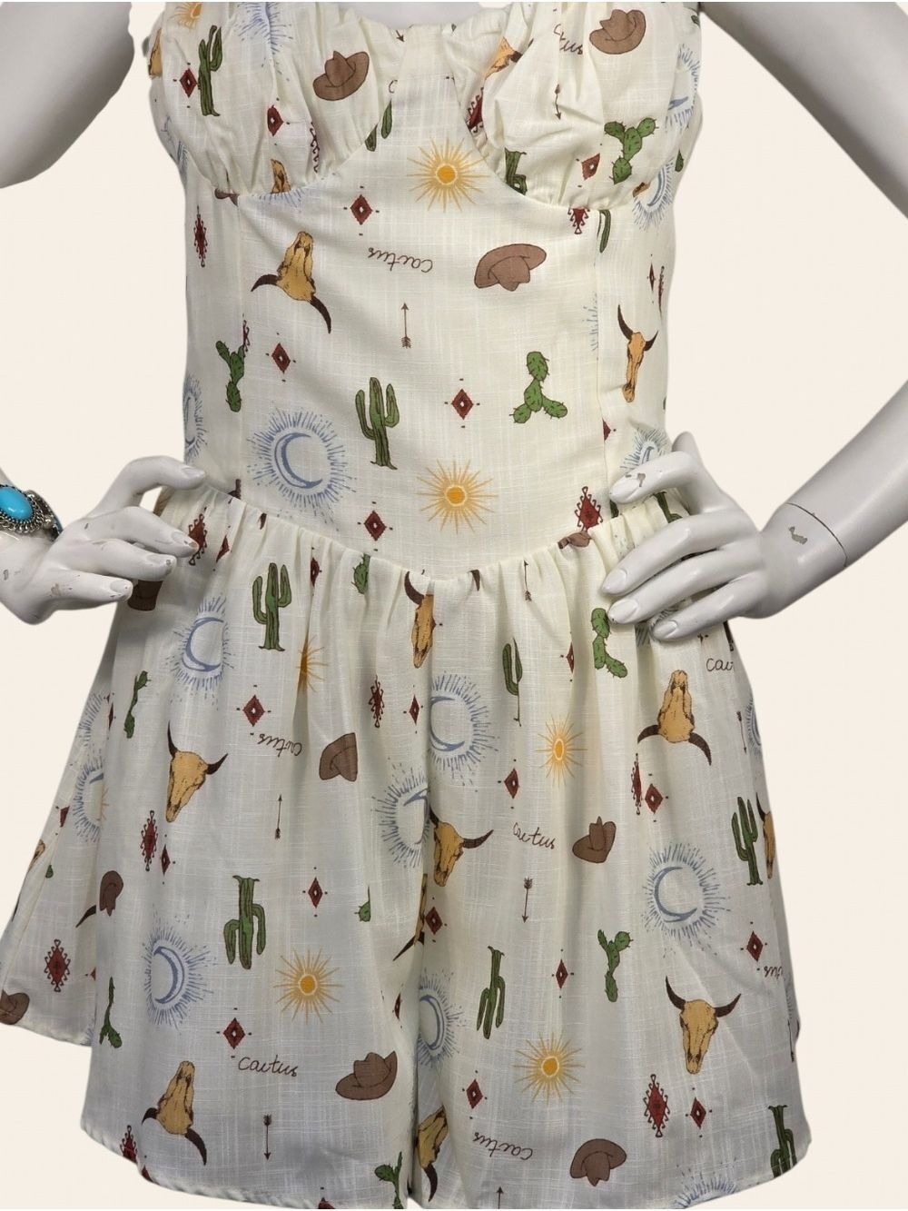 Western Desert Print Romper Lumiere NWT Medium Cactus Festival Stampede - Picture 3 of 11